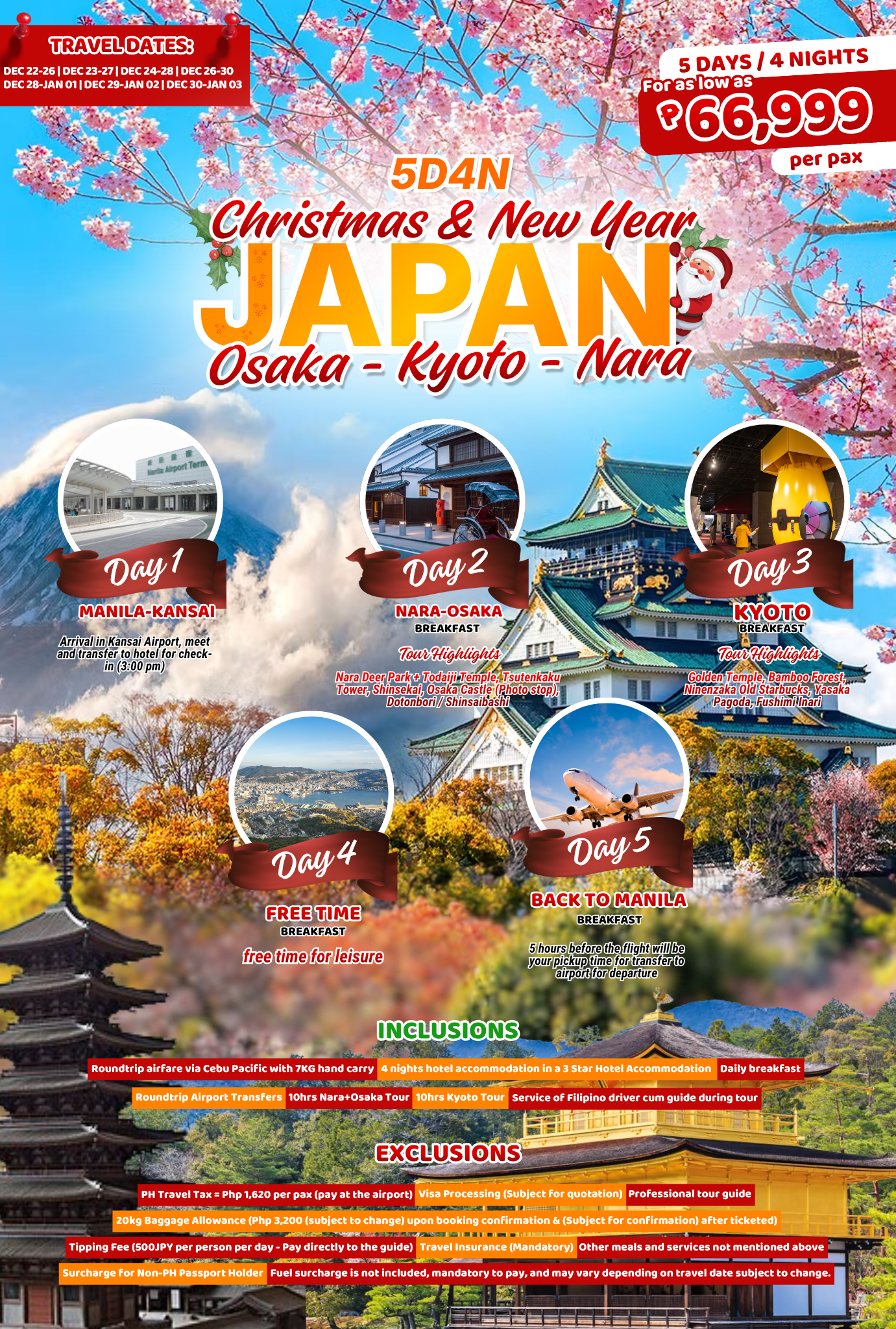 5D4N Christmas & New Year Japan: Osaka – Kyoto – Nara