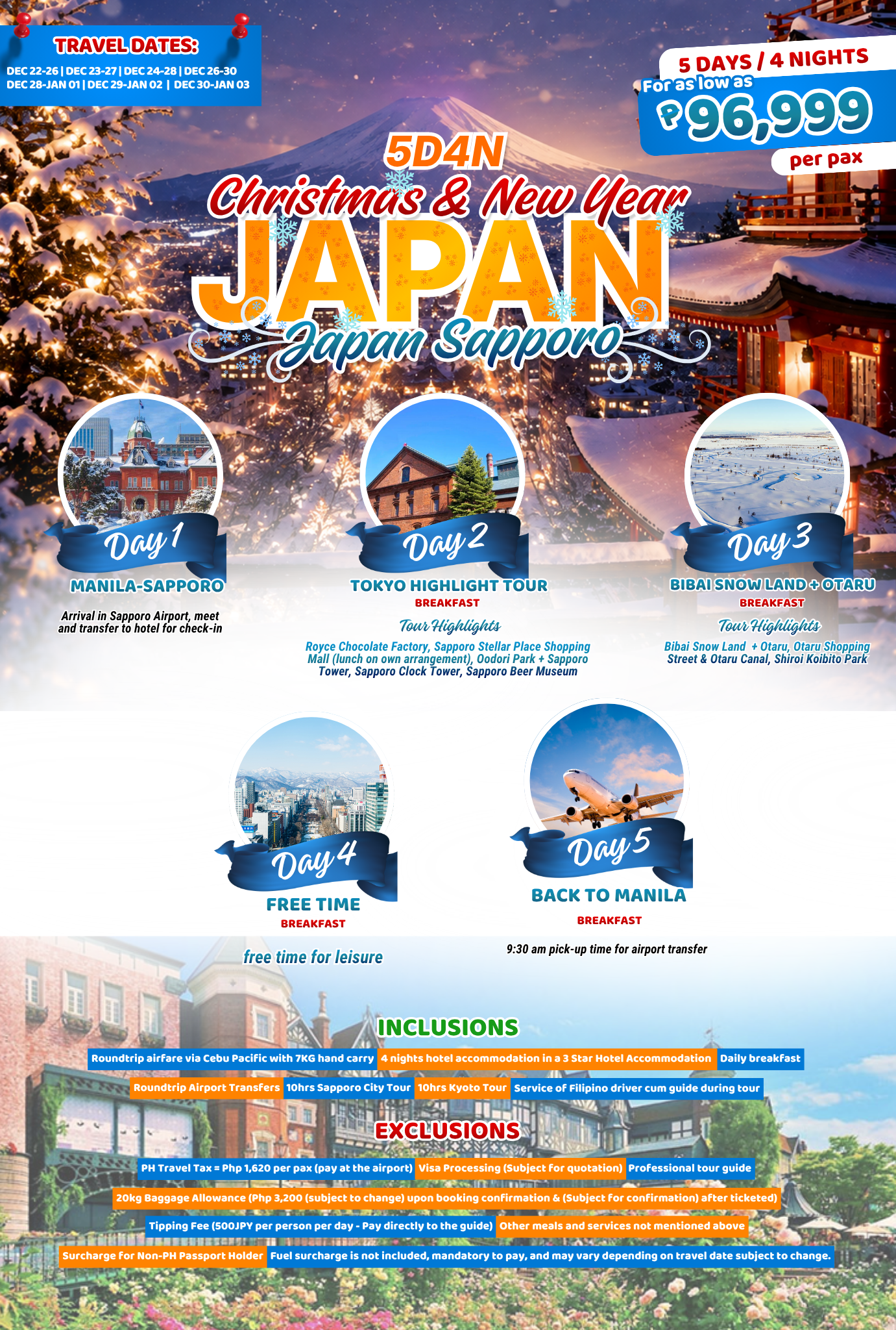 5D4N Christmas & New Year Japan Sapporo