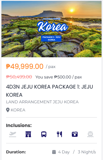 4D3N Jeju Korea Package 1