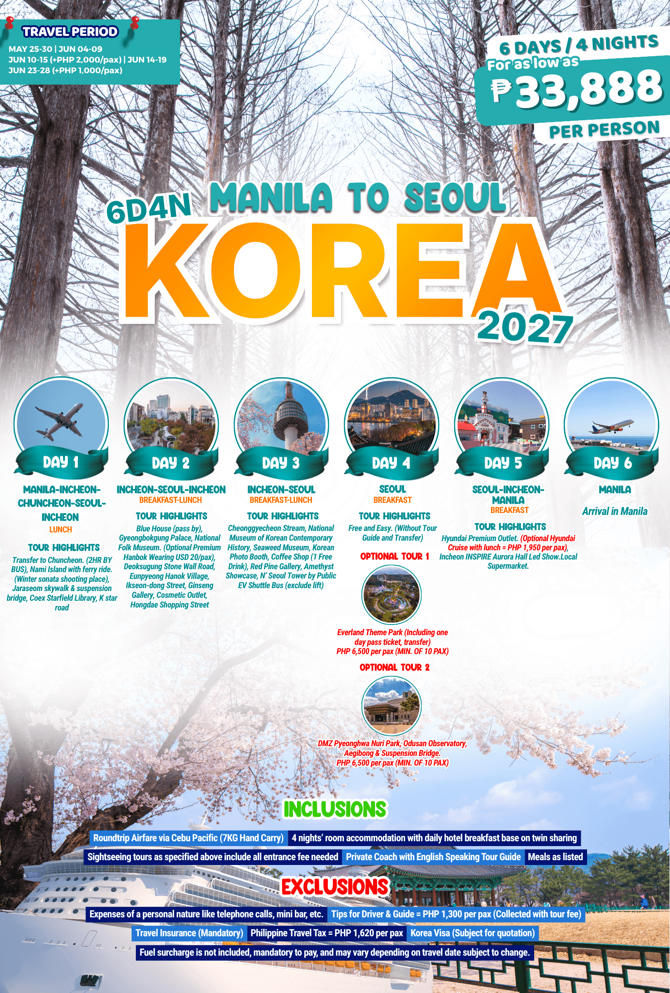 6D4N Manila to Seoul Korea 2027