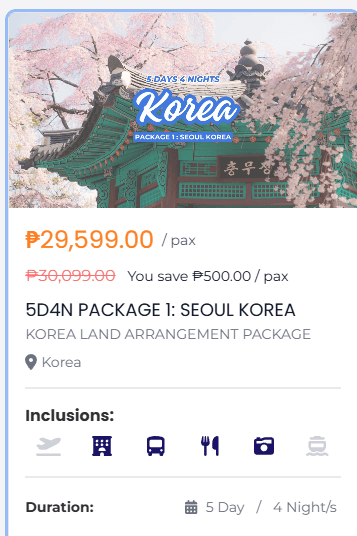 5D4N Package 1: Seoul Korea