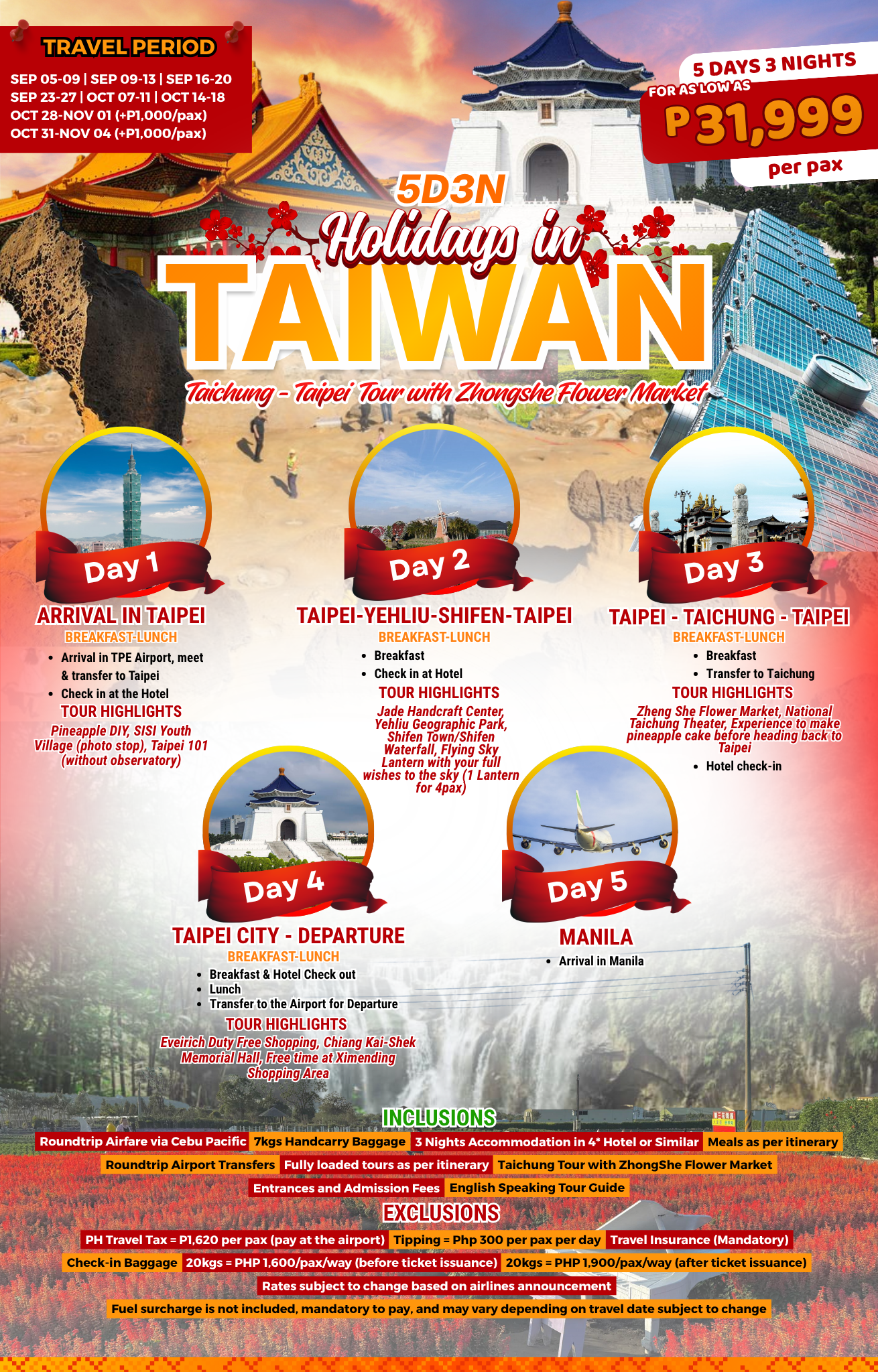 5D3N Holidays in Taiwan 2026