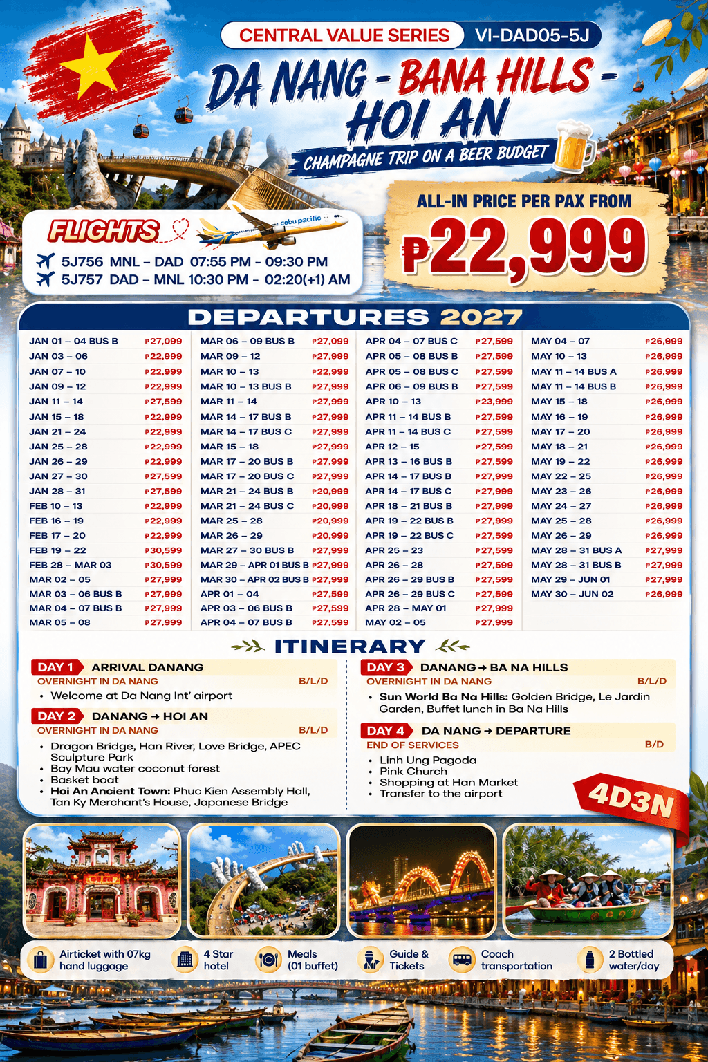 4D3N Da Nang – Ba Na Hills – Hoi An 2027