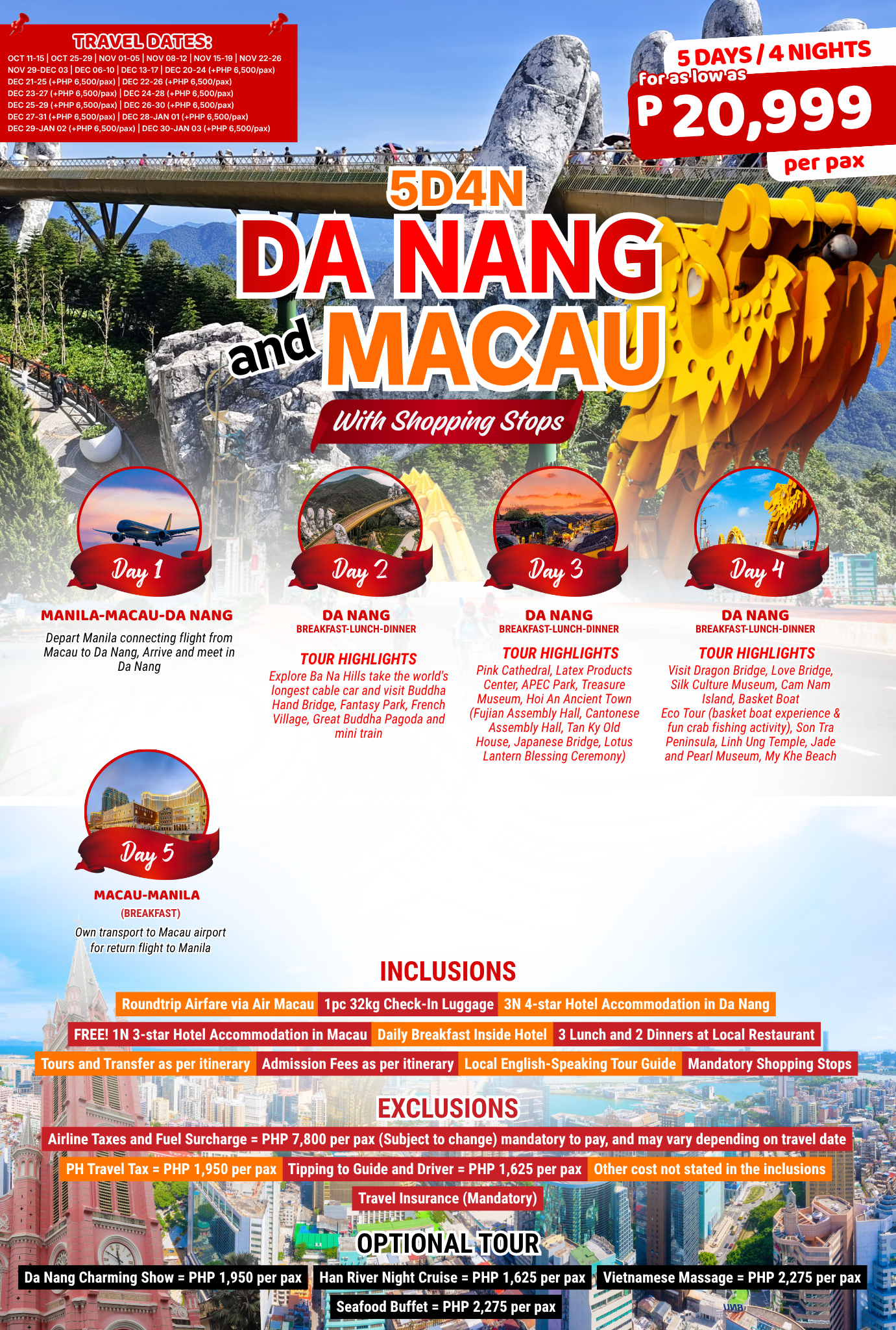 5D4N Da Nang & Macau — with Shopping Stops