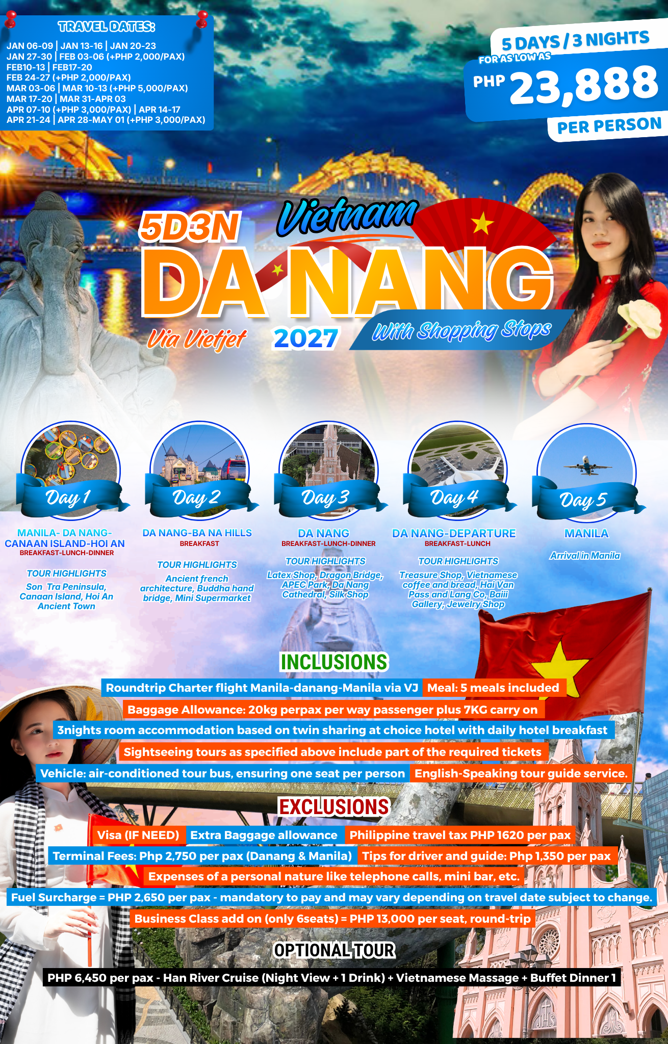 5D3N Da Nang 2027 — Vietjet with Shopping Stops